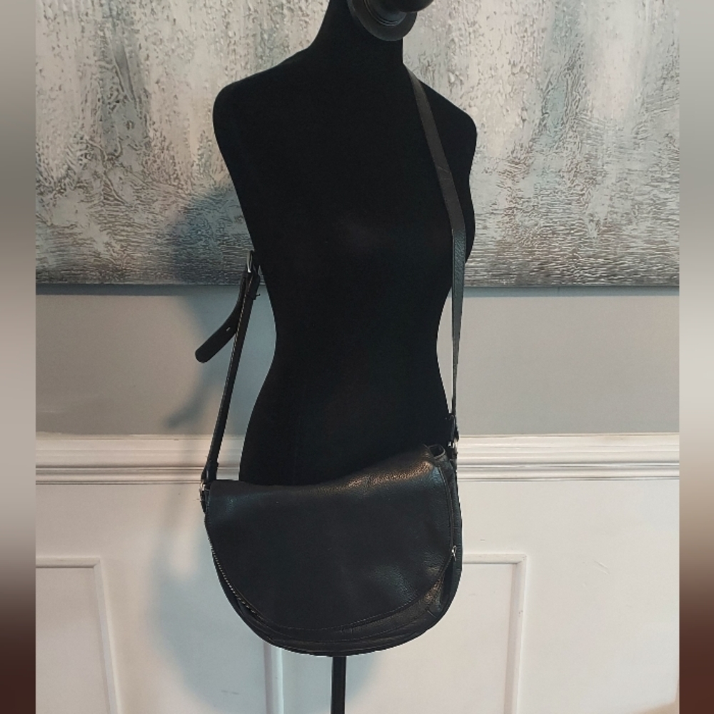 Linea Pelle Black Leather Crossbody Bag